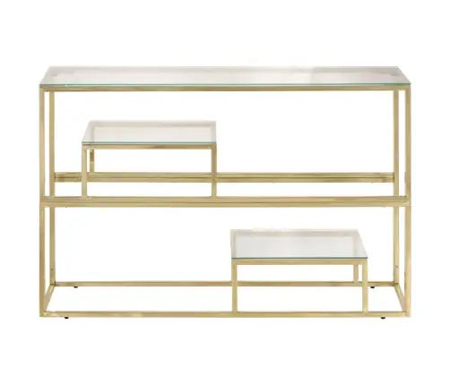 Kafijas Galdiņš, Zelta Krāsā, Nerūsējošs Tērauds, Rūdīts Stikls Vidaxl