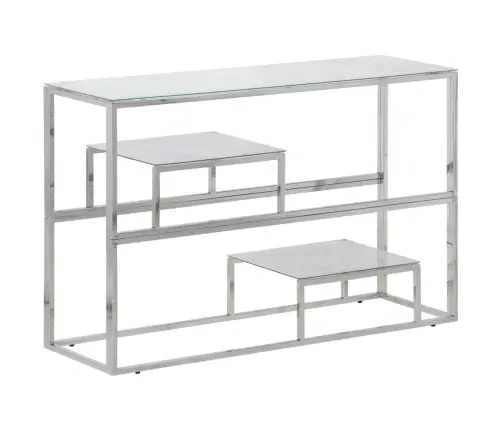 Konsoles Galdiņš, Sudrabains, Nerūsējošs Tērauds, Rūdīts Stikls Vidaxl