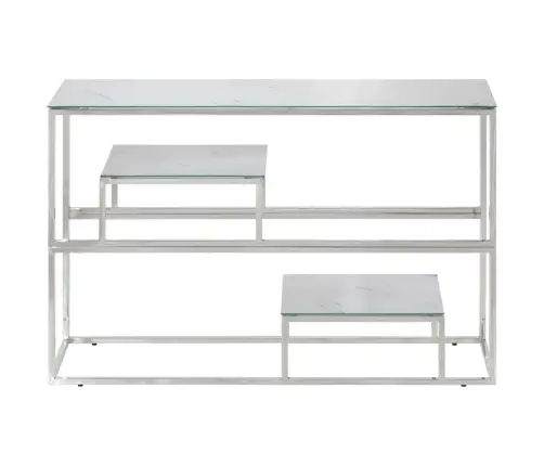 Konsoles Galdiņš, Sudrabains, Nerūsējošs Tērauds, Rūdīts Stikls Vidaxl