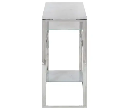 Konsoles Galdiņš, Sudrabains, Nerūsējošs Tērauds, Rūdīts Stikls Vidaxl