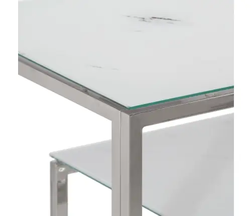 Konsoles Galdiņš, Sudrabains, Nerūsējošs Tērauds, Rūdīts Stikls Vidaxl