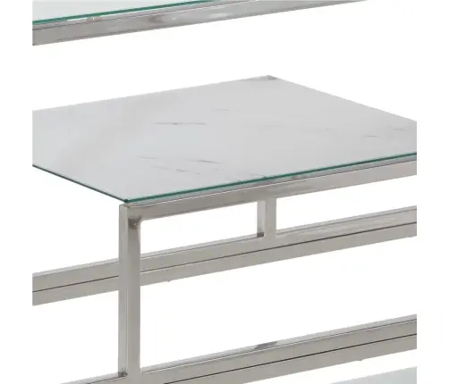 Konsoles Galdiņš, Sudrabains, Nerūsējošs Tērauds, Rūdīts Stikls Vidaxl