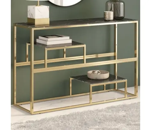 Kafijas Galdiņš, Zelta Krāsā, Nerūsējošs Tērauds, Rūdīts Stikls Vidaxl