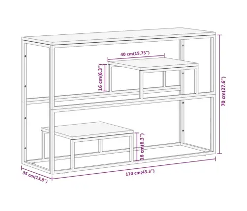 Konsoles Galdiņš, Sudrabains Nerūsējošs Tērauds, Gulšņu Koks Vidaxl