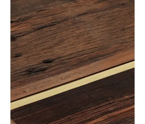 Kafijas Galdiņš Zeltains Nerūsējošs Tērauds Un Gulšņu Masīvkoks Vidaxl