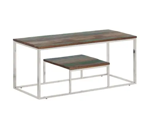 Kafijas Galdiņš, Nerūsējošs Tērauds Un Pārstrādāts Masīvkoks Vidaxl