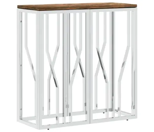 Konsoles Galdiņš, Nerūsējošs Tērauds Un Pārstrādāts Masīvkoks Vidaxl