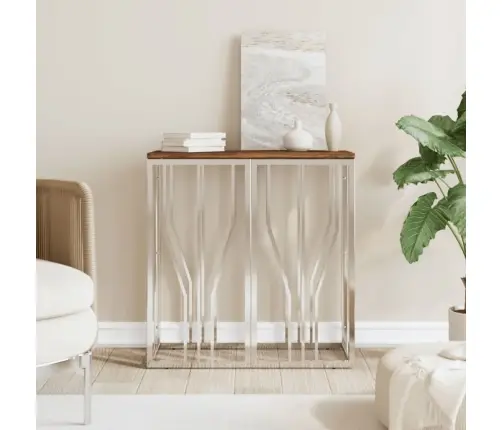 Konsoles Galdiņš, Nerūsējošs Tērauds Un Pārstrādāts Masīvkoks Vidaxl