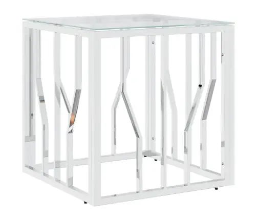 Kohvilaud Hõbedane, 50X50X50 cm Roostevaba Teras Ja Klaas