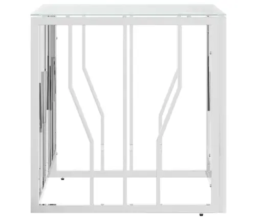 Kohvilaud Hõbedane, 50X50X50 cm Roostevaba Teras Ja Klaas