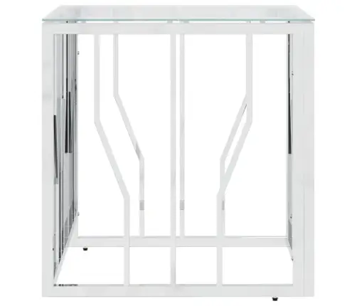 Kohvilaud Hõbedane, 50X50X50 cm Roostevaba Teras Ja Klaas