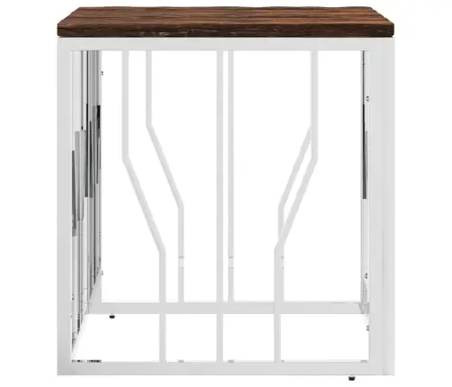 Kafijas Galdiņš, Nerūsējošs Tērauds Un Pārstrādāts Masīvkoks Vidaxl