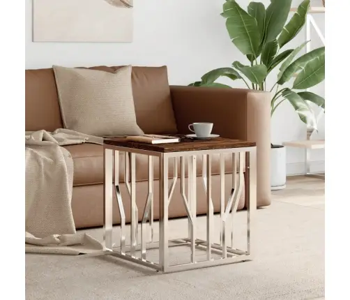 Kafijas Galdiņš, Nerūsējošs Tērauds Un Pārstrādāts Masīvkoks Vidaxl