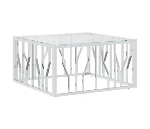 Kafijas Galdiņš, 80X80X40 Cm, Nerūsējošs Tērauds Un Stikls Vidaxl