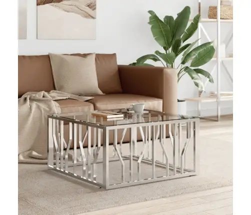 Kafijas Galdiņš, 80X80X40 Cm, Nerūsējošs Tērauds Un Stikls Vidaxl