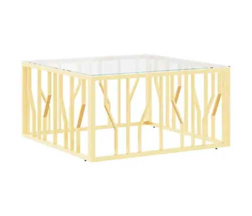 Kavos Staliukas, Auksinis, 80X80X40cm Plienas Ir Stiklas