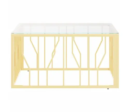 Kavos Staliukas, Auksinis, 80X80X40cm Plienas Ir Stiklas