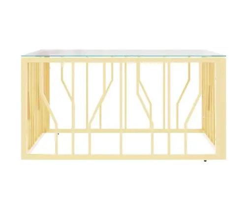 Kavos Staliukas, Auksinis, 80X80X40cm Plienas Ir Stiklas