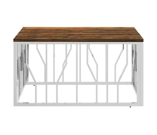 Kafijas Galdiņš, Nerūsējošs Tērauds Un Pārstrādāts Masīvkoks Vidaxl