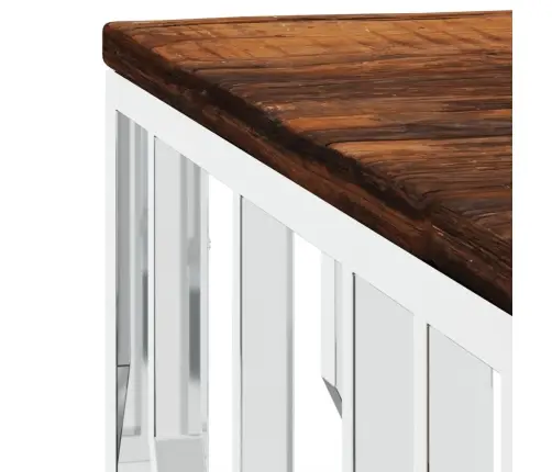 Kafijas Galdiņš, Nerūsējošs Tērauds Un Pārstrādāts Masīvkoks Vidaxl