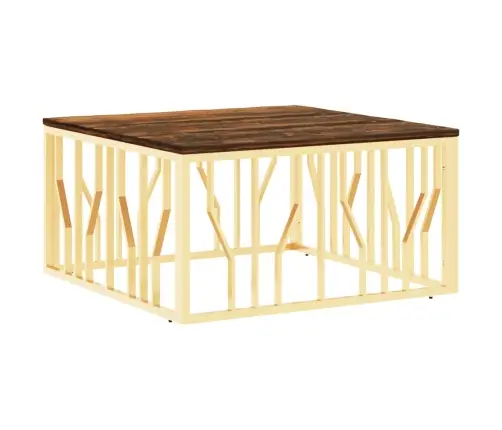 Kohvilaud, Kuldne, Roostevaba Teras Ja Taastatud Puit