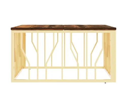 Kohvilaud, Kuldne, Roostevaba Teras Ja Taastatud Puit