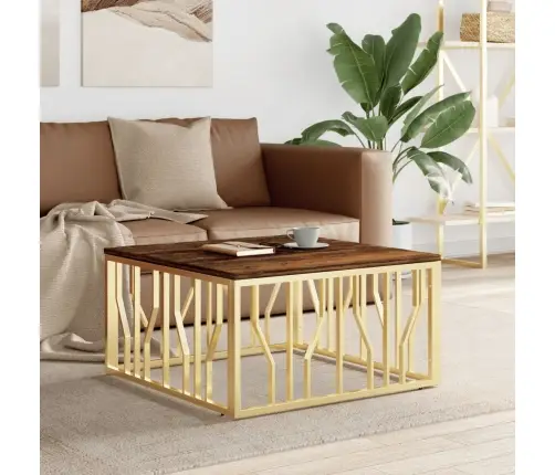 Kohvilaud, Kuldne, Roostevaba Teras Ja Taastatud Puit