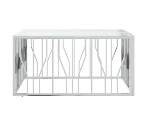 Kafijas Galdiņš, 100X100X50 Cm, Nerūsējošs Tērauds Un Stikls Vidaxl