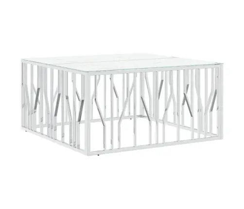 Kafijas Galdiņš, Sudrabains, 100X100X50 Cm, Tērauds, Stikls Vidaxl Kafijas Galdiņš, Sudrabains, 100X100X50 Cm, Tērauds, Stikls Vidaxl