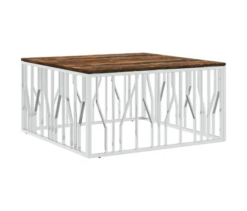 Kohvilaud, Hõbedane, Roostevaba Teras Ja Taastatud Puit