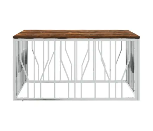 Kohvilaud, Hõbedane, Roostevaba Teras Ja Taastatud Puit