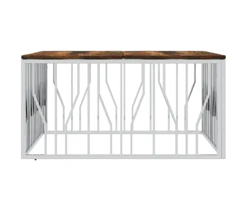 Kohvilaud, Hõbedane, Roostevaba Teras Ja Taastatud Puit