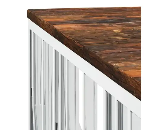 Kohvilaud, Hõbedane, Roostevaba Teras Ja Taastatud Puit