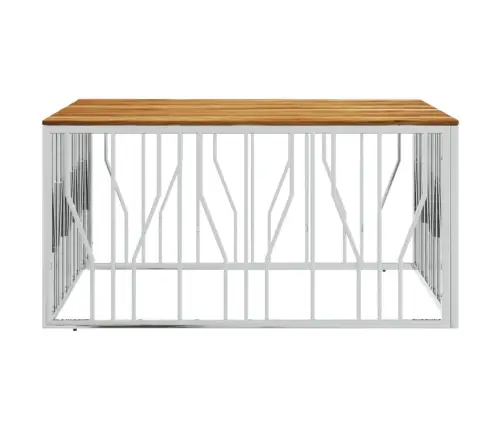 Kafijas Galdiņš, Nerūsējošs Tērauds, Akācijas Masīvkoks Vidaxl Kafijas Galdiņš, Nerūsējošs Tērauds, Akācijas Masīvkoks Vidaxl