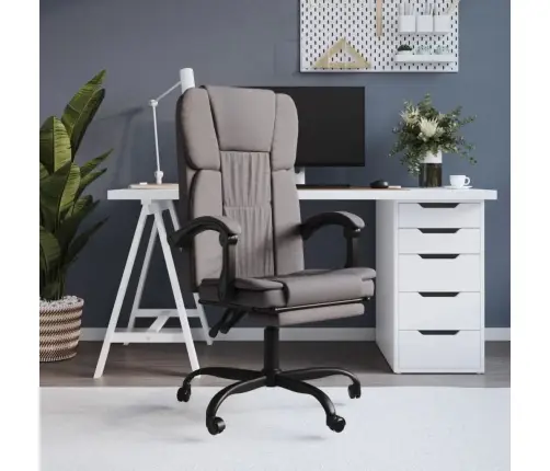 Biroja Krēsls, Atgāžams, Pelēkbrūns Audums Vidaxl