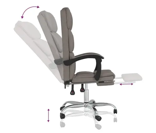 Biroja Krēsls, Atgāžams, Pelēkbrūns Audums Vidaxl