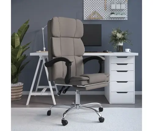 Biroja Krēsls, Atgāžams, Pelēkbrūns Audums Vidaxl