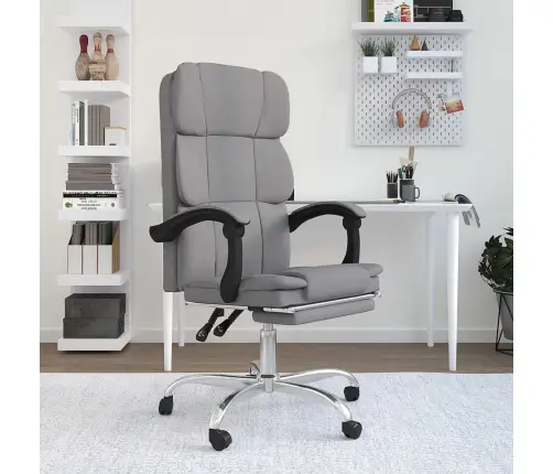 Biroja Krēsls, Atgāžams, Gaiši Pelēks Audums Vidaxl