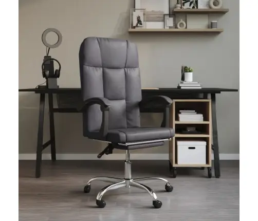 Biroja Krēsls, Atgāžams, Pelēka Mākslīgā Āda Vidaxl