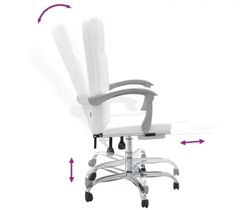 Biroja Krēsls, Atgāžams, Balta Mākslīgā Āda Vidaxl