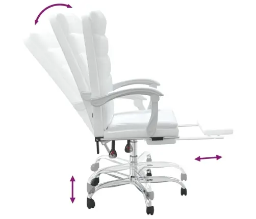 Biroja Krēsls, Atgāžams, Balta Mākslīgā Āda Vidaxl