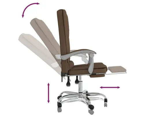 Biroja Masāžas Krēsls, Atgāžams, Brūns Audums Vidaxl