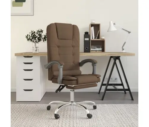 Biroja Masāžas Krēsls, Atgāžams, Brūns Audums Vidaxl