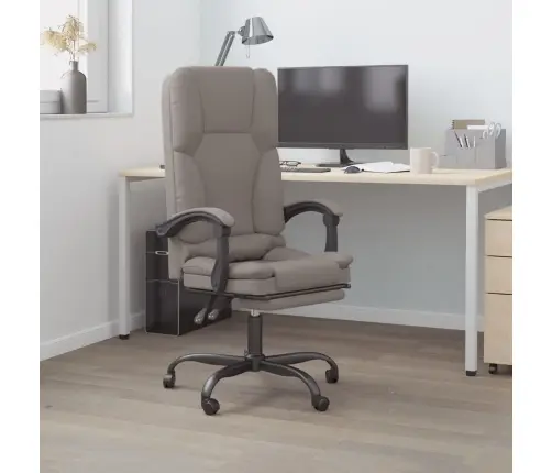 Biroja Masāžas Krēsls, Atgāžams, Pelēkbrūns Audums Vidaxl