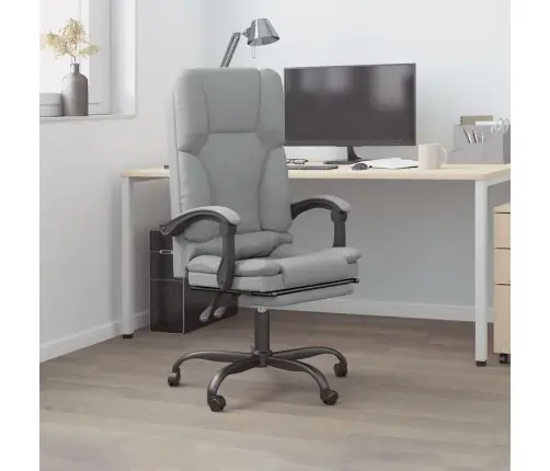 Masāžas Biroja Krēsls, Atgāžams, Gaiši Pelēks Audums Vidaxl