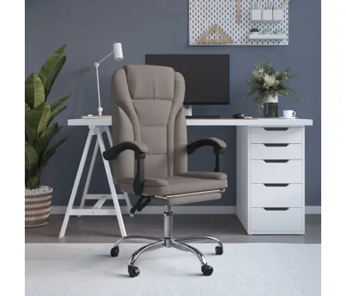 Biroja Krēsls, Atgāžams, Pelēkbrūns Audums Vidaxl