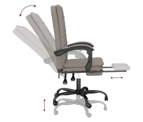 Biroja Krēsls, Atgāžams, Pelēkbrūns Audums Vidaxl