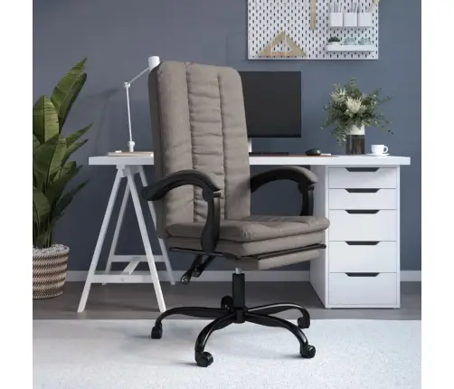 Biroja Krēsls, Atgāžams, Pelēkbrūns Audums Vidaxl