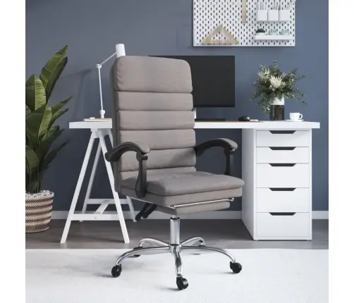 Biroja Masāžas Krēsls, Atgāžams, Pelēkbrūns Audums Vidaxl