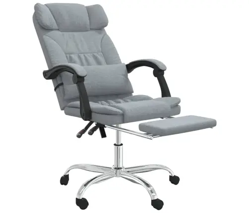 Masāžas Biroja Krēsls, Atgāžams, Gaiši Pelēks Audums Vidaxl